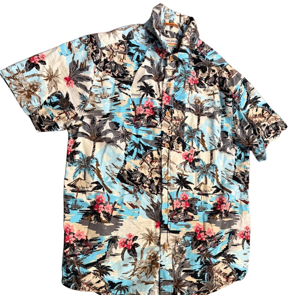 Ocean Pacific Men’s Hawaiian Shirt M Y2K Surf Skate Button Down